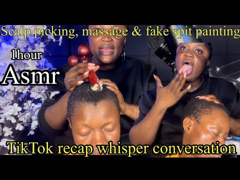 Asmr ✨whisper conversation, scalp picking, Fake spit painting, scalp massage