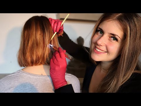 ASMR [Real Person] Scalp Check Exam & Massage (deutsch) Medical Exam with gloves & sticks (german)