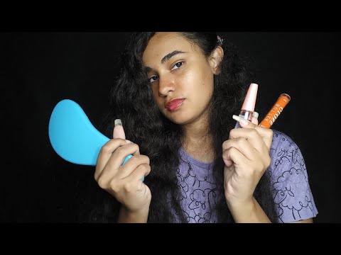 ASMR ARRUMANDO O SEU CABELO + UNHAS