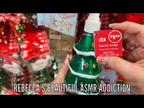 ASMR Dollar Tree Christmas shopping! (Whispering/polite gum chewing version) Quick stop at Walmart!