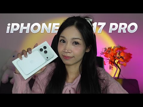 ASMR Unboxing iPhone 17 Pro  Silver + Pink case and Stickers 🩷 It’s my new phone 😭✨