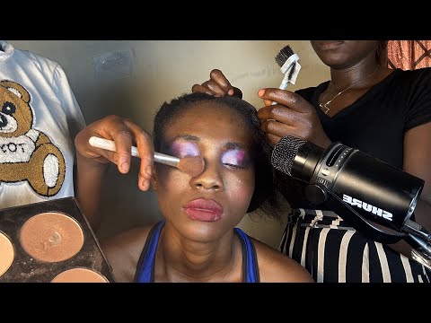 ASMR HALLOWEEN MAKEUP APPLICATION, HAIR SCRATCHING WITH GUM CHEWING FOR SLEEP