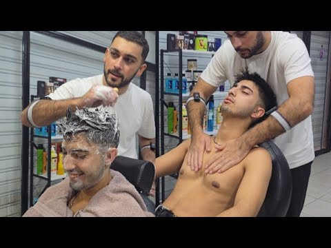 MASSAGE THERAPY IN BARBER CHAIR (Asmr Head and Back Massage)