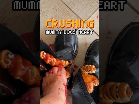 Pea's Feet vs. Mummy Dogs! Boots Crushing Food! Oddly Satisfying ASMR