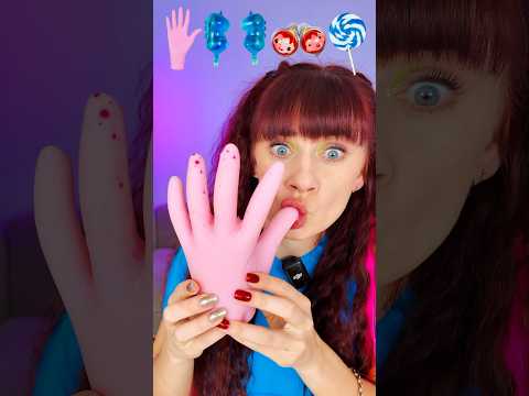 ASMR GIant Gummy Hand, Jelly Animals, Lollipop #shorts #mukbang