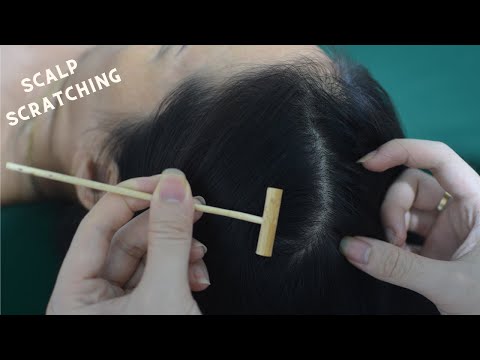 ASMR Scalp Scratch & Hair Parting With Wooden Tools, Real Person Hair Tingles For Relaxation