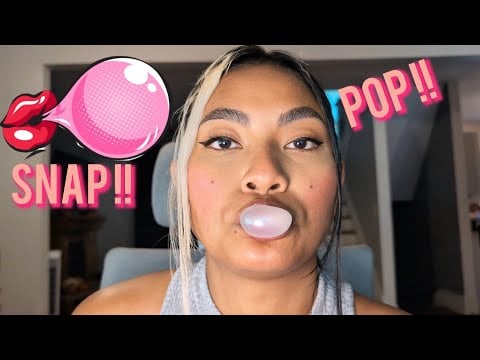ASMR Chewing Super Bubble Up Close , Snapping Popping Gum , Loop Video
