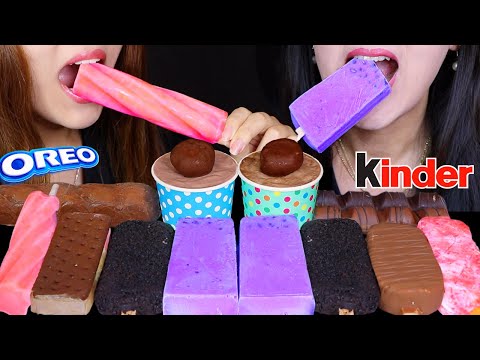 ASMR ICE CREAM PARTY! PURPLE UBE ICE CREAM BAR, CHOCOLATE BOBA, SPACE ICE CREAM, OREO, STRAWBERRY 먹방