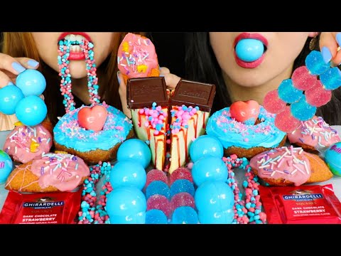 ASMR BERRY CHEESECAKE, PLANET GUMMI, JELLY BALLS, DONUTS, NERDS ROPE, CHOCOLATE 먹방 | Kim&Liz ASMR