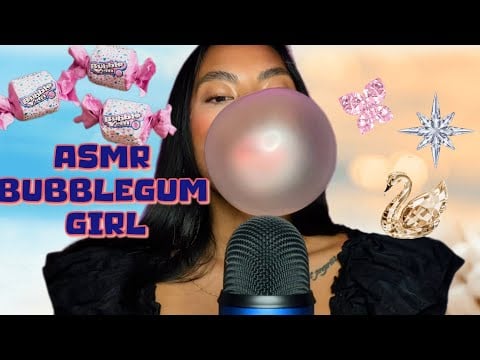 ASMR Chewing Bubble Yum Bubblegum , Extra Tingles , Blowing Bubbles