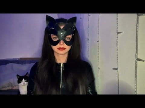 ASMR ~ Cat girl captures you Roleplay | Leather & Purring sounds | Soft Spoken 🐈‍⬛🧤