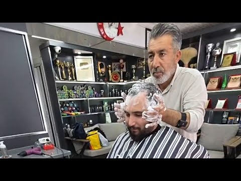 ASMR RELAXING HAIR CUTTING AND BODY MASSAGE WITH MUNUR ONKAN