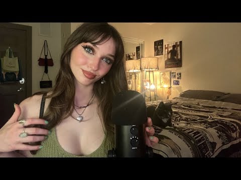 ASMR Green Trigger Assortment 🌿💚🍀 (Fabric Scratching, Tapping)