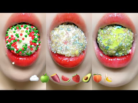 Compilation Asmr Eating Chocolate Gummy Ball Jelly Honey Emoji Food 🥑🍓🌿 