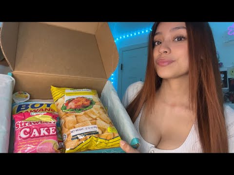 ASMR trying international snacks *eating sounds* || TryTreats International SNACK BOX!!