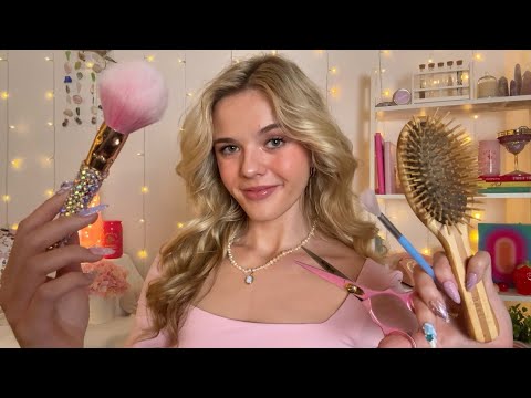 ASMR Popular Big Sis Gives You A 1h Makeover 👛 (makeup, hair, nails, outfit)