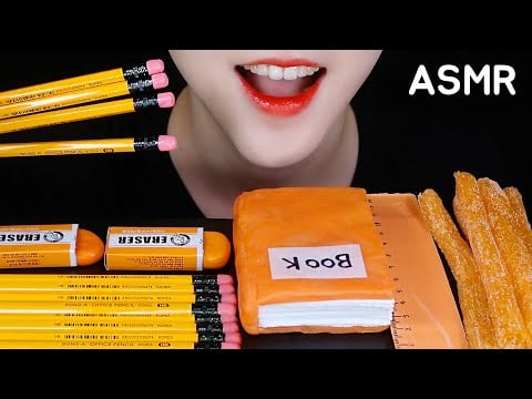 ORANGE FOOD ASMR EDIBLE SCHOOL SUPPLIES ASMR EDIBLE BOOK, EDIBLE ERASER, EDIBLE RULER MUKBANG ASMR
