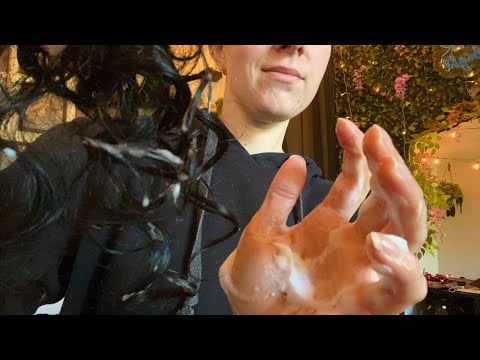 ASMR Crunchy Curls (mousse, brushing, cape sounds) Hair Model Series Part 5