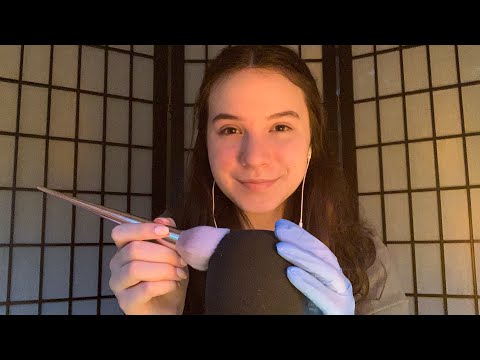 ASMR Binaural Mic Test (Latex Gloves, Mic Brushing, Close Whispering)