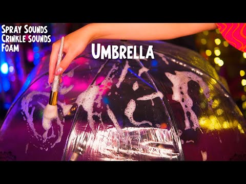 ASMR Umbrella ☔ Spray Sounds, Crinkle sounds, Foam