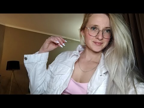 ASMR denim jacket scratching and button sounds