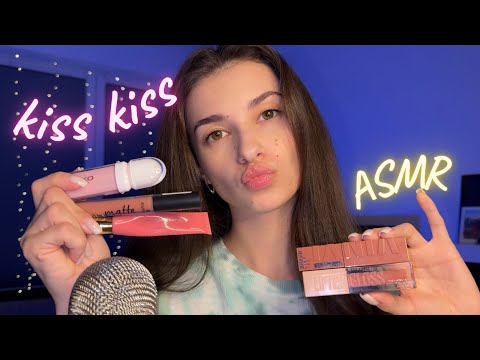 ASMR - Kisses with different color lipstick 💄💋