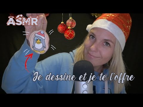 ASMR FR 🎄 CONCOURS Je dessine une suspension de Noël et je te l'offre (chuchotement proche micro)