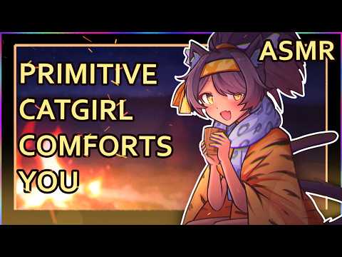 Cave Catgirl Helps You Feel Calm | ASMR | Personal Attention | [brushing] [ear rubs] [breathing]