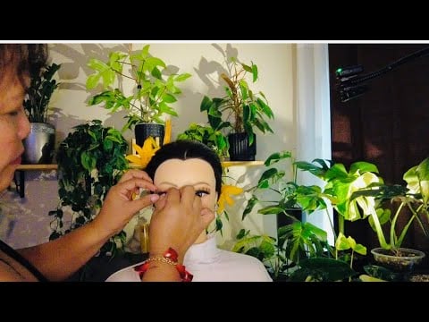 Hair tutorial ASMR Hairstyle, Hairstyling Hair Play Real Flower Accessories, Final Touch No Talking 