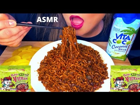 ASMR JJAJANG SPICY BLACK BEAN NOODLES MUKBANG | EATING SOUNDS