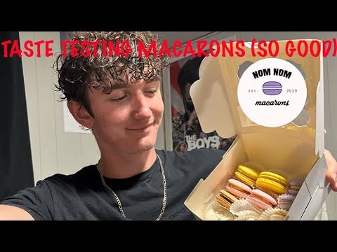 ASMR - trying macarons for the first time!! (mouth sounds, whispering, rambles) @nomnommacarons 🍋🍰