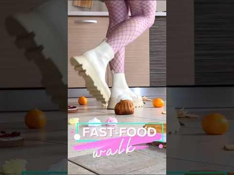 Crushing Walk: Pea’s Boots vs. Fast Food! Oddly Satisfying! ASMR