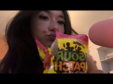 ASMR sour patch kids & whisper ramble