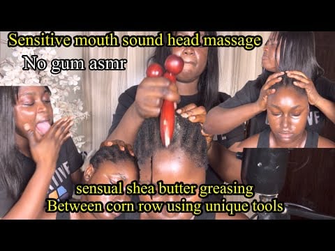 ASMR ✨fake spit paint, vitamin E oil, scratching, greasing btw cornrow,triggers will make you sleep