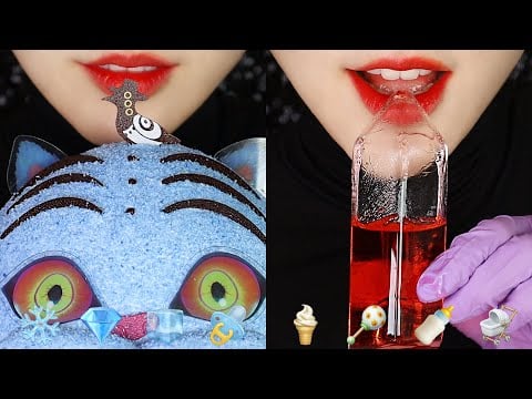 K-POP DEMON HUNTERS CAKE MUKBANG SATISFYING ICE EATING SOUND ASMR HONEY&MARSHMALLOW ASMR 🐯