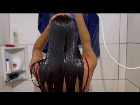 ASMR LAVANDO E HIDRATANDO MEU CABELO / sons relaxantes/ shampoo brushing