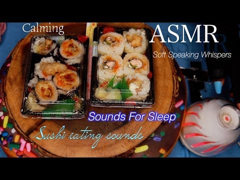 Smoke Salmon Sushi Tray ASMR Eating Sounds