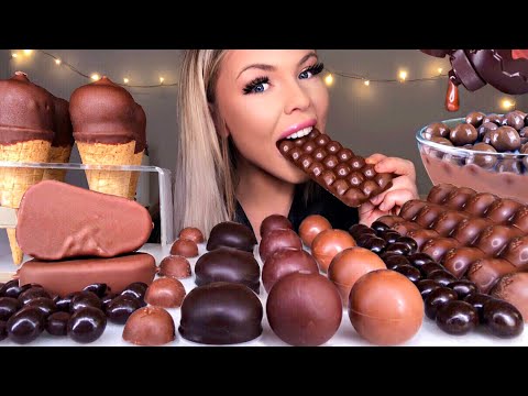 ASMR CHOCOLATE BUBBLE PARTY, HAAGEN DAZS, LINDT CHOCOLATE BALLS, BROOKSIDE, MALTESERS, MUKBANG 먹방