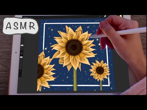 iPad ASMR - Painting a sunflower in Procreate 🇺🇦