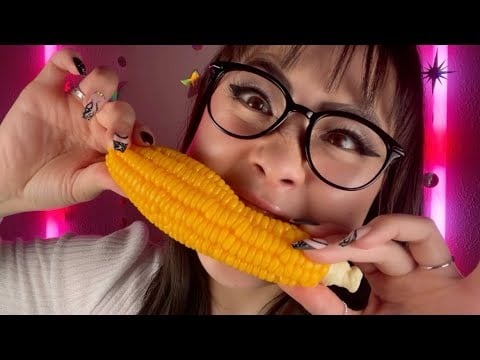 ASMR Eating a Squishy Toy Corn on the Cob (fake foods)