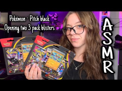 ASMR Pitch black Pokémon card opening 