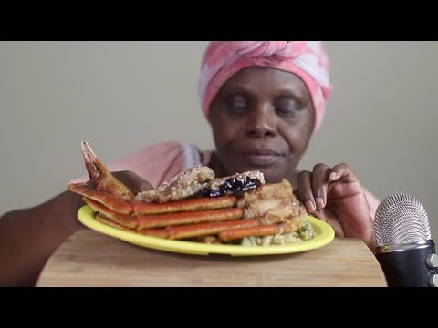 SNOW CRAB FRIED EGGPLANT RICE ASMR EATING SOUNDS DINNER