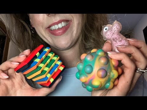 ASMR- tapping, fabric sounds and triggers, exploring my kids toys, pop it ball, sensory book etc