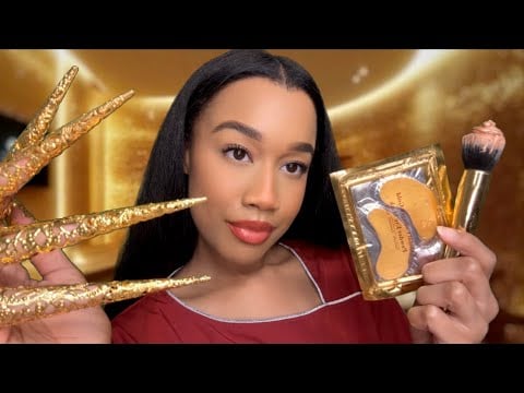 ASMR Luxury Golden Spa Role-play ✨🧖‍♀️ ASMR Close-up Personal Attention | Golden Triggers