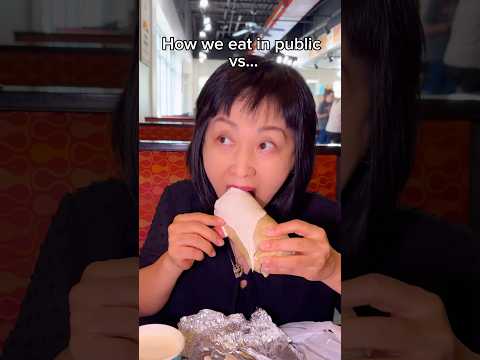 How we eat in public vs at home… #burrito #food #eating