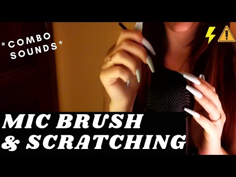 ASMR - FAST and intense MIC SCRATCHING AND BRUSHING 🤤 | UP CLOSE CAMERA BRUSHING | TINGLY whispering