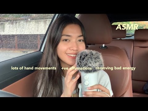 ASMR ⟡ impromptu asmr in car & it’s raining | plucking negative energy & giving positive affirmation