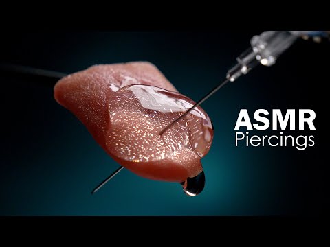 [Tongue piercing] ASMR Silicone tongue with chain piercing [Subtitles]