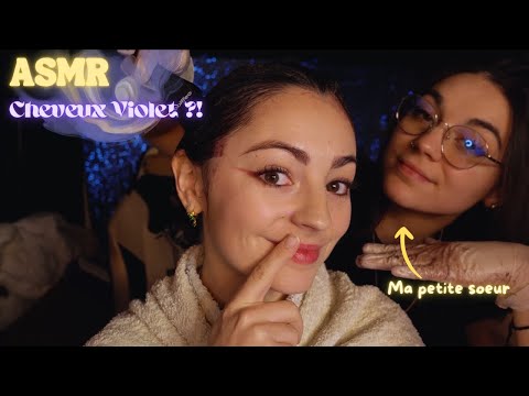 ♡ ASMR  - Je teins mes cheveux en Violet ! (avec ma sœur) ♡