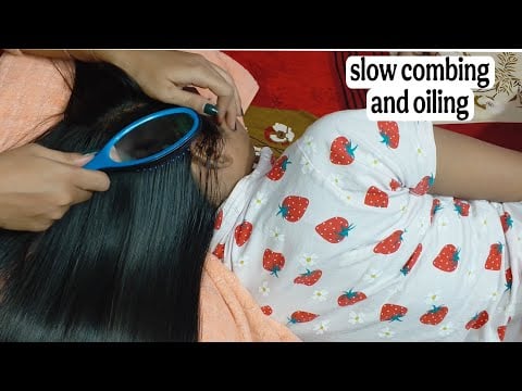 Relaxing Hair Brushing & Oiling ASMR | Gentle Scalp Scratching & Combing 😴
